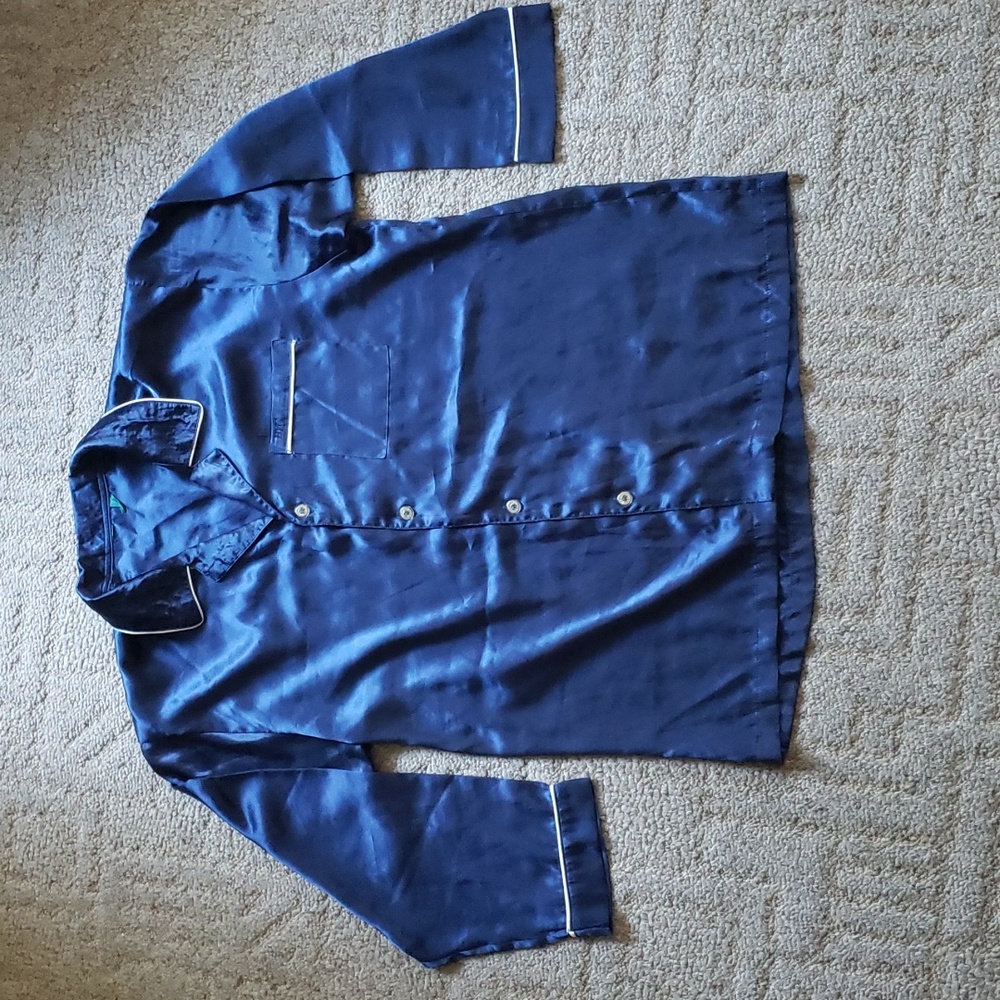 BYC Blue Satin Pajama Top. Size L